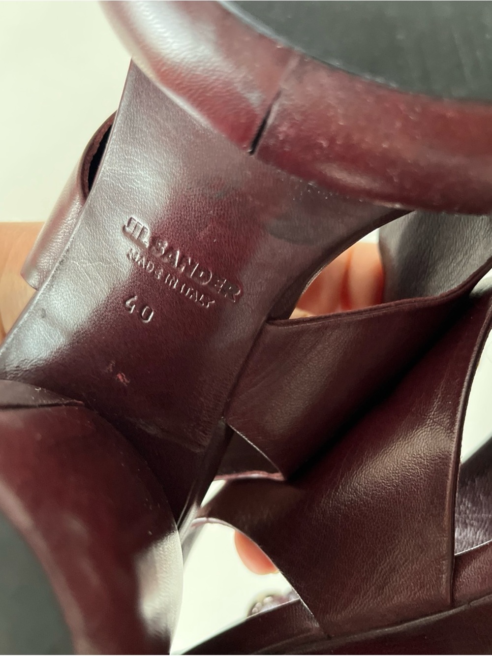 Jil Sander Burgundy Leather Platform Slingback Sandals – EU 40 – Made in Italy - Picture 7 of 7